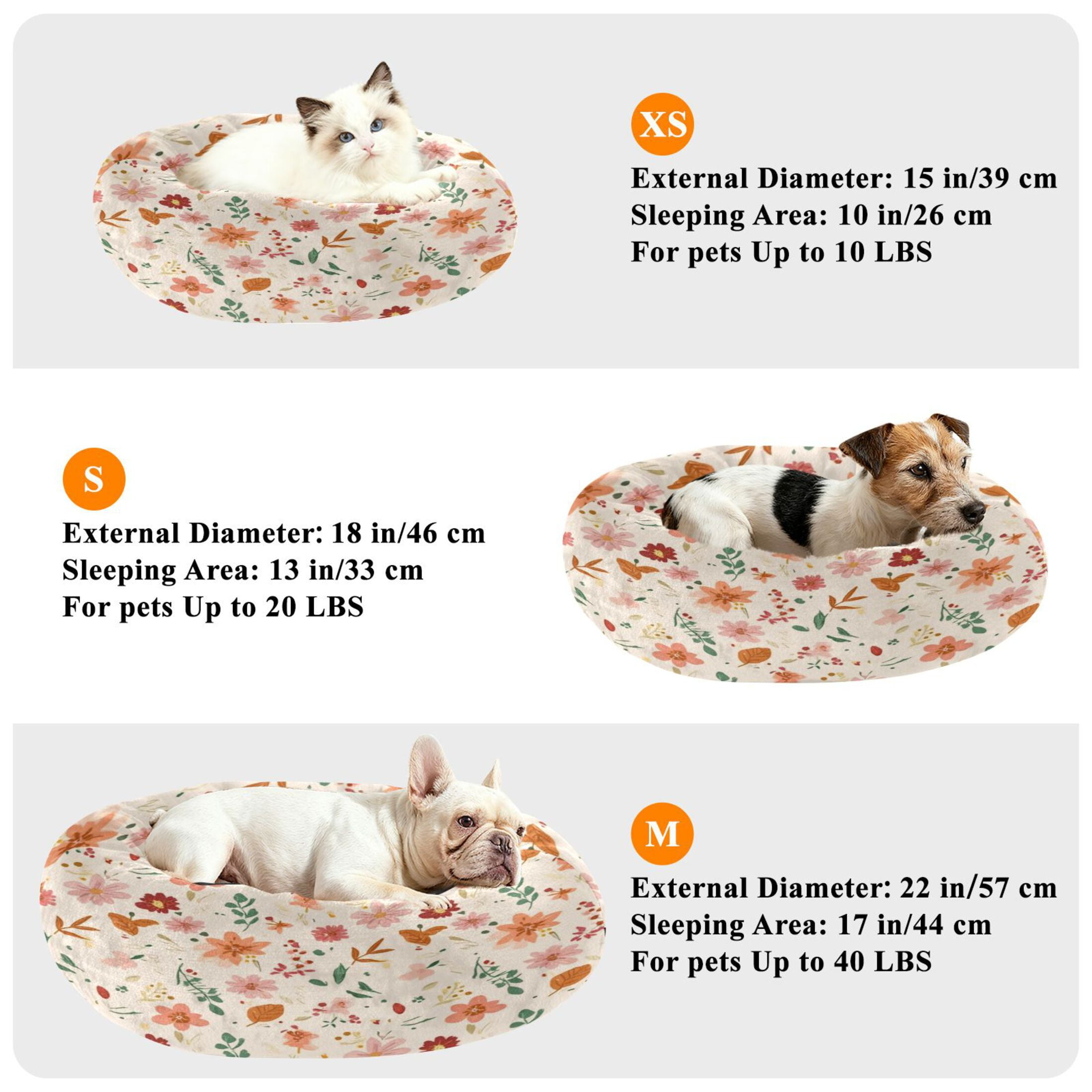 Iauyy Pet Couch Donut Cat Bed for Indoor Cats/Small Dogs Washable & Machine with Non-slip Bottom Calming Cat Furniture, Capture Autumn (M)