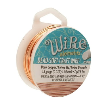 The Beadsmith Wire Elements Craft Wire – Tarnish Resistant, Soft Temper, Round, Bare Copper Color – 1mm, 18 Gauge, 7 Yard Spool – Jewelry Making, Wire Wrapping, Floral, & Other DIY Crafts