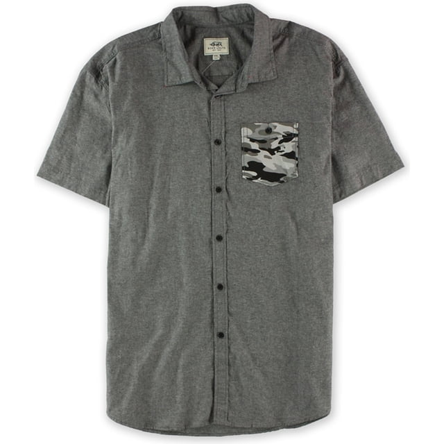 Ecko Unltd. Camisa tejida con botones y bolsillo de camuflaje para hombre, gris, extra pequeña