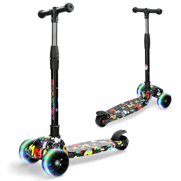 WEHOGAR Scooter Plegable para Niños 2 Años, Patinete Infantil 3 Ruedas Brillantes con Protección de Rodilleras, Patín del Diablo Ajustable de Altura, Escúter de Niños, Caja de Regalo Navidad -Negro WEHOGAR Scooter Plegable para Niños 2 Años, Patinete Infantil 3 Ruedas Brillantes con Protección de Rodilleras, Patín del Diablo Ajustable de Altura, Escúter de Niños, Caja de Regalo Navidad -Negro