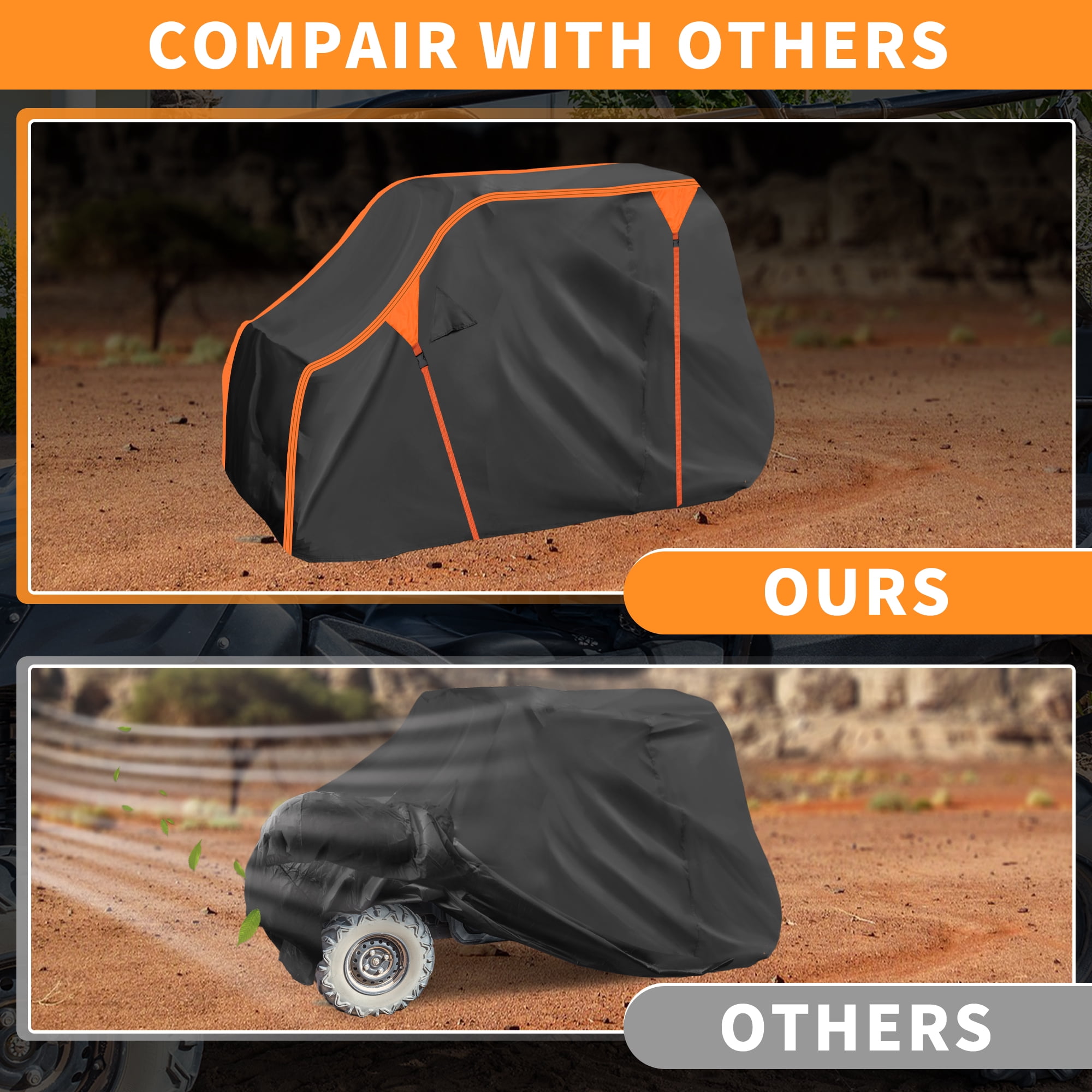 Unique Bargains UTV Waterproof Cover Black Orange for Pioneer-700