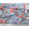 thumbnail image 2 of Soimoi Blue Polyester Crepe Fabric Insect,Peach & Pink Floral Decor Fabric Printed BTY 52 Inch Wide, 2 of 3