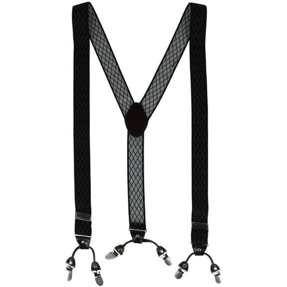 CTM  Subtle Diamond pattern Y-Back Double Clip-End Suspender (Men)
