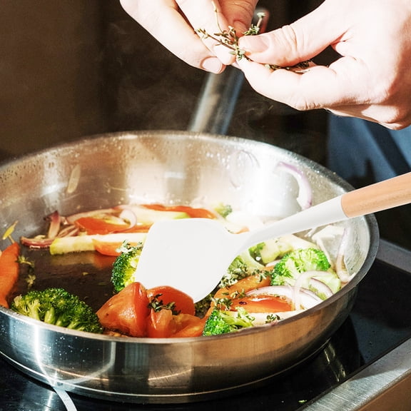 WSTEER 2pcs Silicone Wok Spatula Kitchen Silicone Frying Shovel Cooking Spatula Household Silicone Spatula