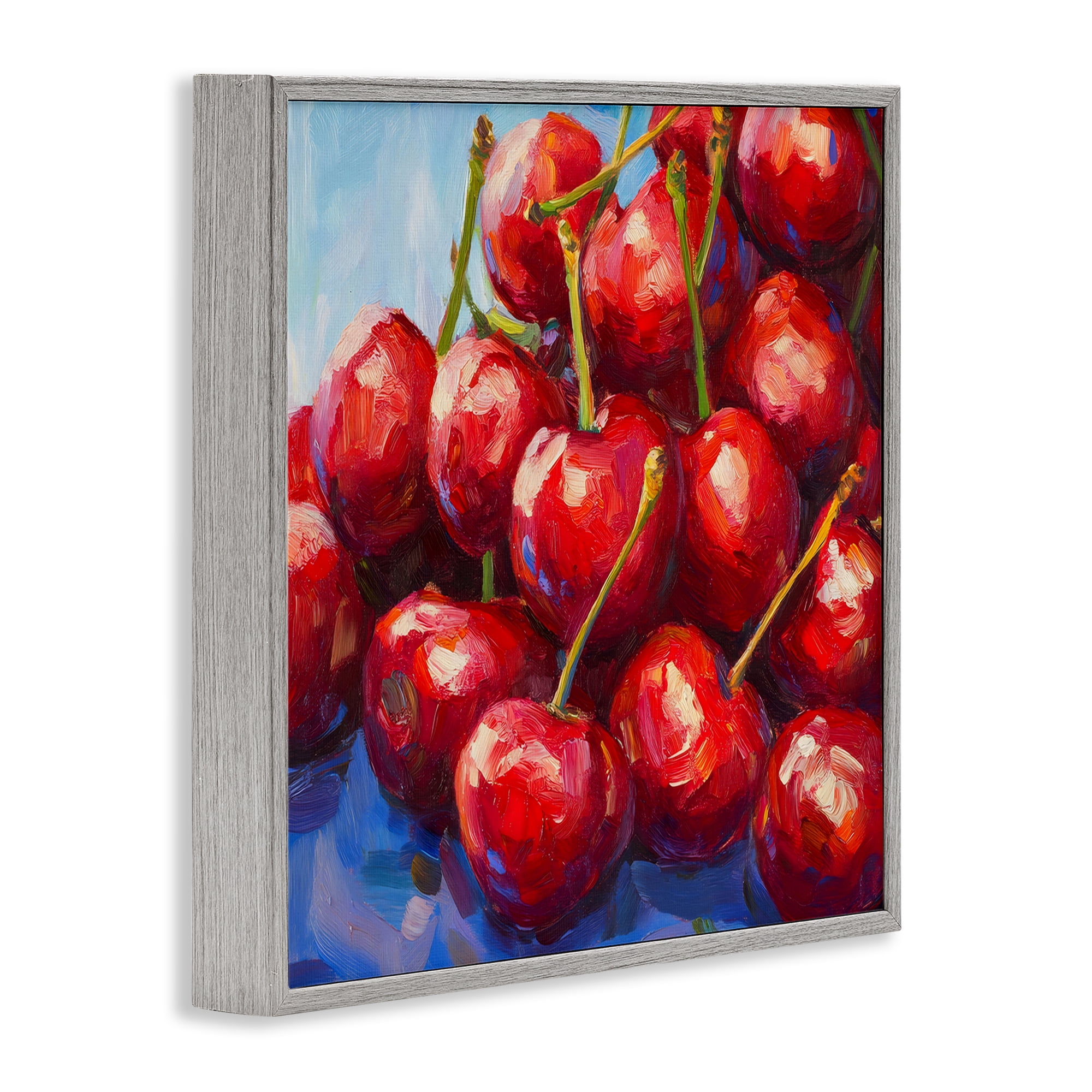 Stupell Industries Luscious Red Cherries of Summer Gray Framed Giclee Art, design by Petal Prints Design