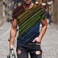 thumbnail image 6 of Afuyipoi Men's Workout T-Shirts,Sport Rainbow Stripe Color Block Print Gym Training Tees Multicolor S, 6 of 6