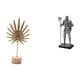thumbnail image 1 of Escultura de hoja de caballero, estatua de metal, figura de resina, artesanía, adorno de escritorio coleccionable con base de madera, ideal para regal, 1 of 8
