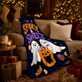 thumbnail image 3 of Spooky Sweet Halloween Ghost, Festive Halloween Scene, Warm Flannel Blanket for Living Room and Reading Nook with Detailed Artwork, Art Lovers Halloween Gift, Festive Home Decor, 3 of 9