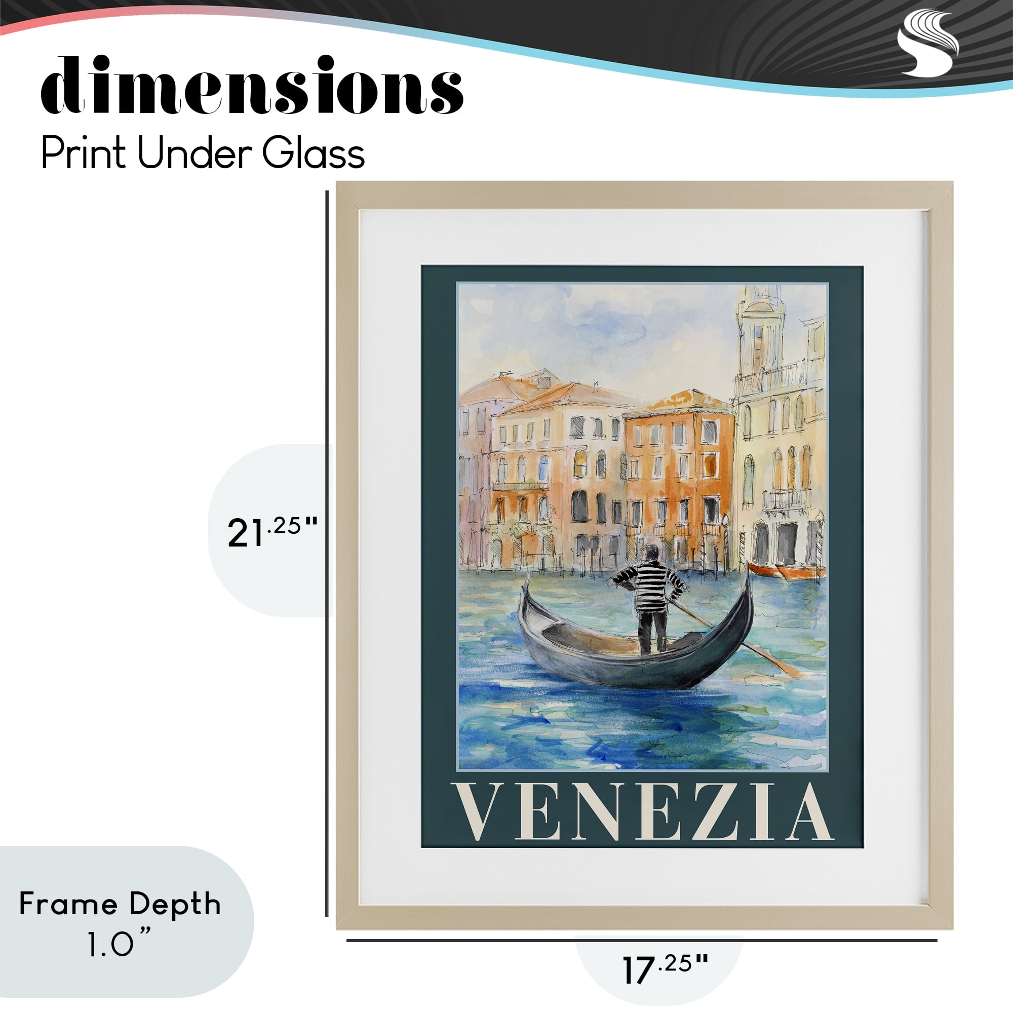 Stupell Industries Venezia Gondola View Birch Framed Print Under Glass, design by Lanie Loreth