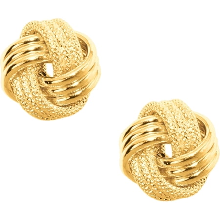 Floreo 10k Yellow Gold 10mm Textured & Polished Love Knot Stud Earrings