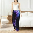thumbnail image 4 of Cauagu Purple And Blue Nebula Pajama Pants for Women Loose Fit Wide Leg Trouser Pants Casual Elastic Waist Drawstring Lounge Pants, 4 of 6