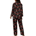 thumbnail image 2 of Renewold Candy Canes Stars Pajama Button Down Top 2 Pack Thermal Christmas Outfits Top & Pants with Pockets Matching Set Trendy Sleepwear for Women Size 4XL, 2 of 6