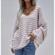 thumbnail image 5 of Suéter Holgado de Cuello Redondo, Larga, Hombros Descubiertos, Tejido Liso, para Mujer, para Otoño. Caqui M, 5 of 7