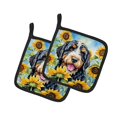 thumbnail image 2 of Bernedoodle in Sunflowers Pair of Pot Holders, 2 of 2