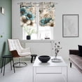 thumbnail image 3 of Teal Tulip Butterfly Kitchen Curtains Window Panels, Beige Turquoise Floral Farmhouse Wooden Insulated Window Treatment Curtain, Grommet Curtains for Bedroom/Living Room/Bathroom, 2 Piece 27.5"Wx39"L, 3 of 8