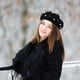 thumbnail image 3 of WORGEOUS Mujer Boina perla Otoño Invierno Cashmere Lujo Trabajo pesado Boina Starry Beaded Pearl Rivet Lana Boina Tamaño libre, 3 of 9