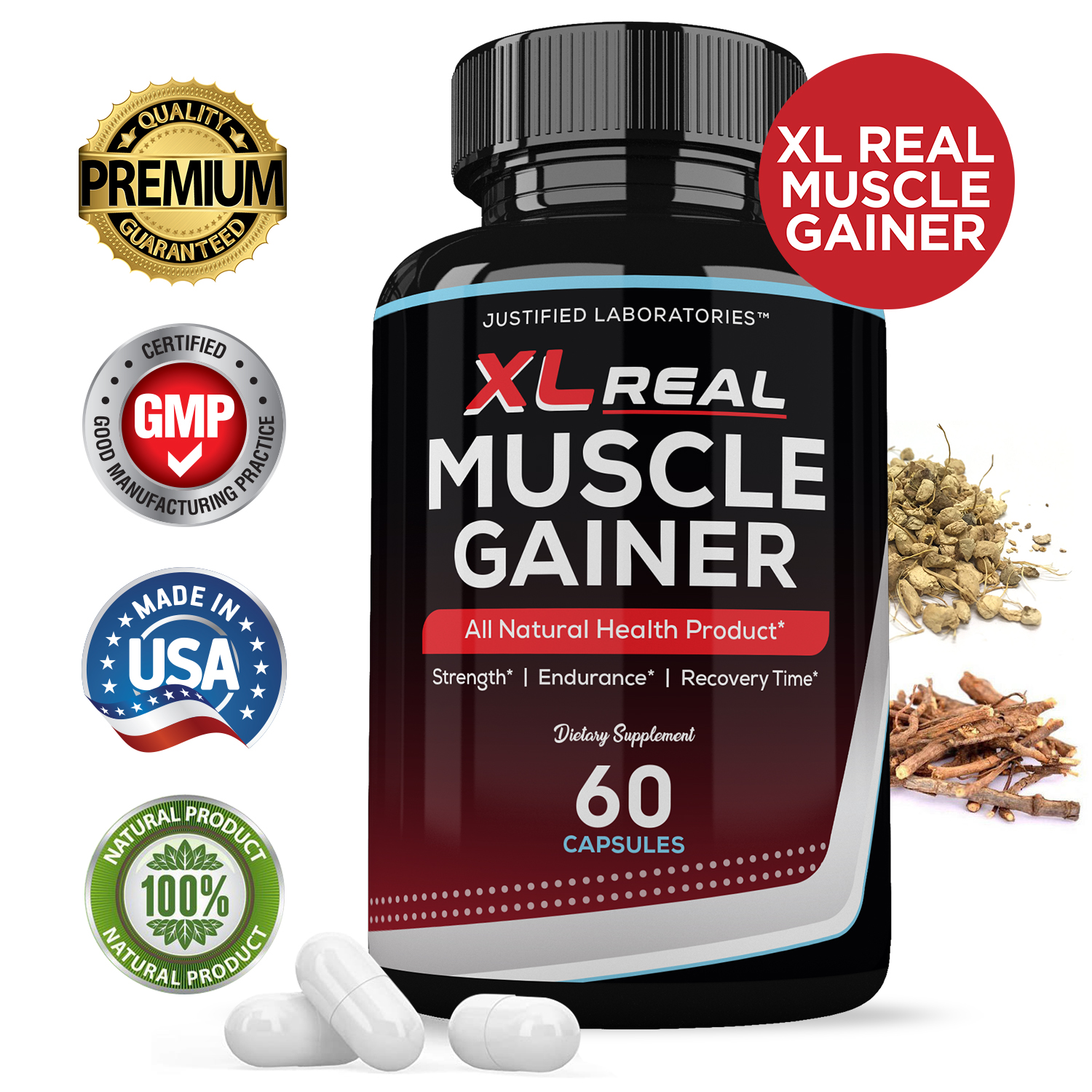 XL Real Muscle Gainer All Natural Advanced Men's Heath Formula 60