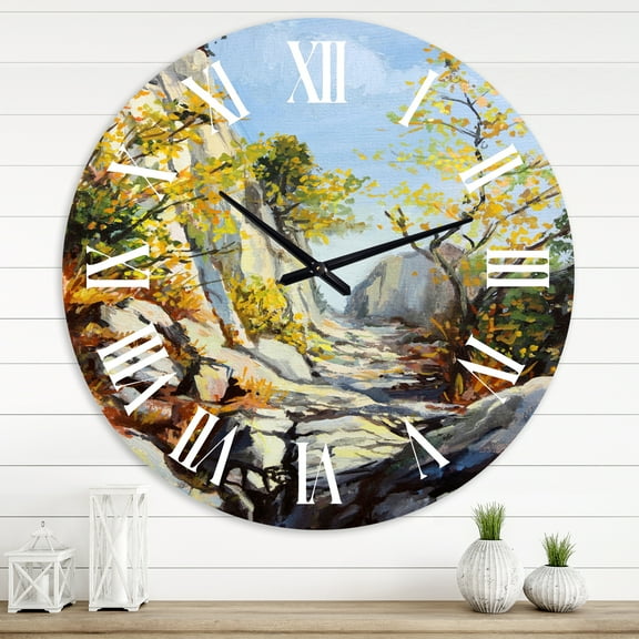 Designart 'Marble Path In Autumn' Traditional Wall Clock