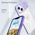 thumbnail image 2 of Allytech Case for iPhone 14 5G (2022) 6.1 inch, Compatible with MagSafe Wireless Charging Crystal Clear Anti-Scratch Shockproof Slide Camera Cover for Apple iPhone 14 6.1", Purple, 2 of 6