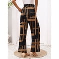 thumbnail image 6 of Chiclily Women Wide Leg Pants with Pockets High Waist Loose Belt Flowy Casual Trousers, US Size 2XL in Geometric Grid Black, 6 of 8