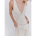 thumbnail image 4 of White Satin Wrap Maxi Dress With Lace Trim And Asymmetrical Hem, 4 of 7