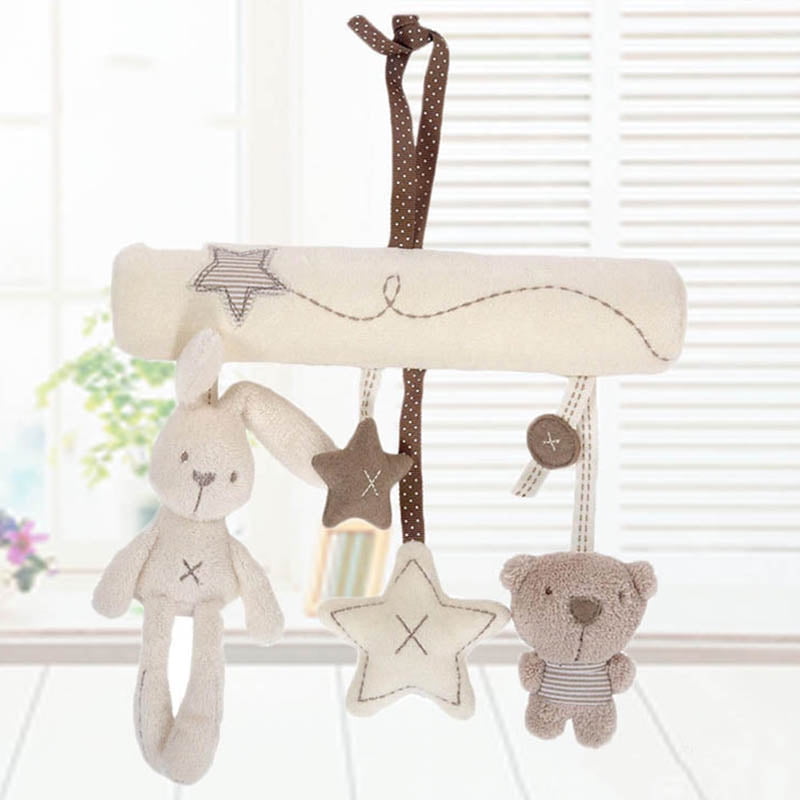 Newborn Baby Pram Handbell Bed Stroller Soft Hanging Toy Cute Animal Rattles 6A 