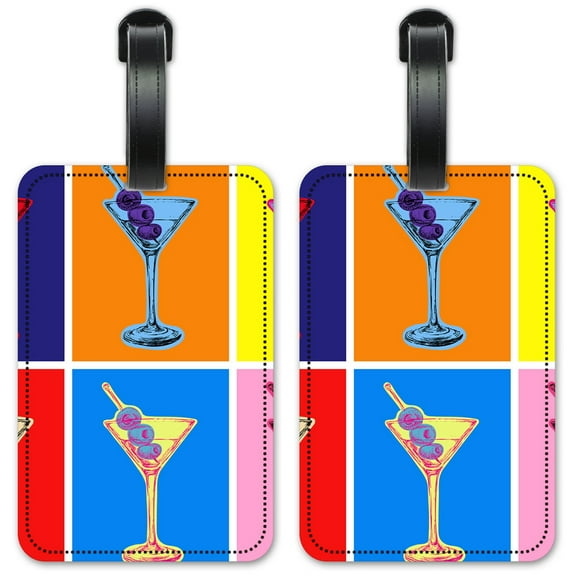 Martini Pop Art - Luggage ID Tags / Suitcase Identification Cards - Set of 2