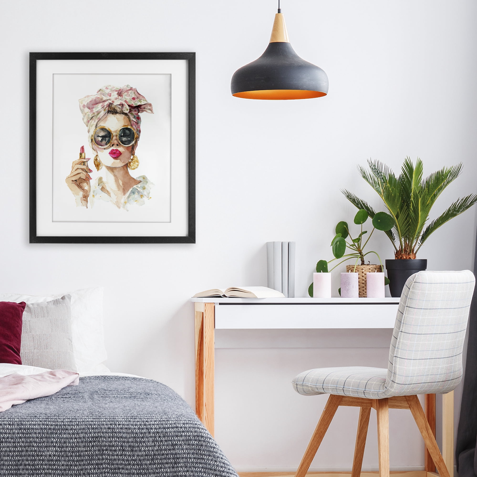 Stupell Industries Feminine Lipstick Spell Black Framed Print Under Glass, design by Svetlana Aleynikova