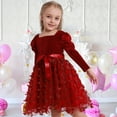 thumbnail image 4 of Ardorlove Kids Girls Long Sleeve Velvet Tulle Dress Square Neck Tutu Princess Dress for Wedding Birthday Commemorative Day Party, 4 of 7