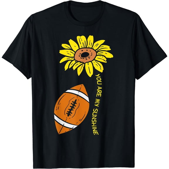 You My Sunshine Sunflower American Football Women Girls T-Shirt Black X-Large