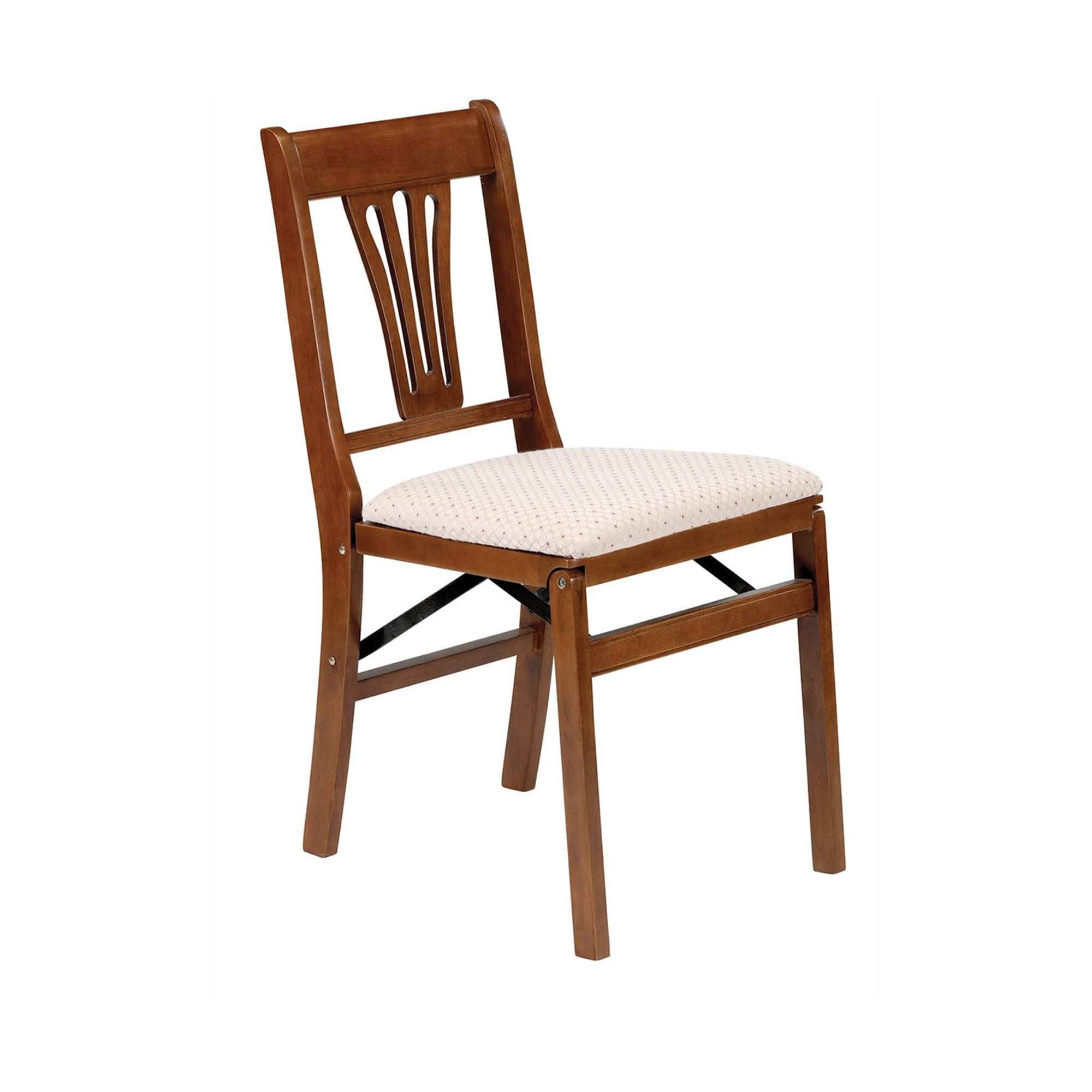 Stakmore Urn Back Adult Folding Chair Fruitwood Frame & Blush