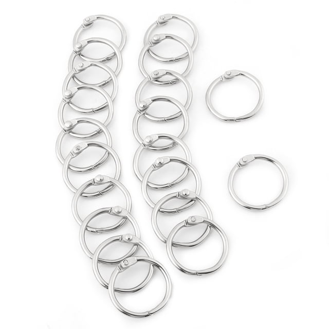 Herwey Split Key Ring, 20PCS Metal Hinged Ring Book Binder Split Key Rings Album Scrapbook Loose Leaf Clip