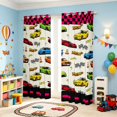 thumbnail image 2 of Erosebridal Cartoon Race Car Blackout Curtains, Colorful Curtains Pack of 2 (42x84 Each), Pink Border, 2 of 5