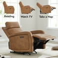 thumbnail image 3 of CHITA Electric Power Recliner, Zero Wall Hugger Recliners RV Recliners for Small Space Living Room, Faux Leather Single Sofa Chair with Adjustable Headrest USB&Type-C Charge, Cognac Brown, 3 of 17