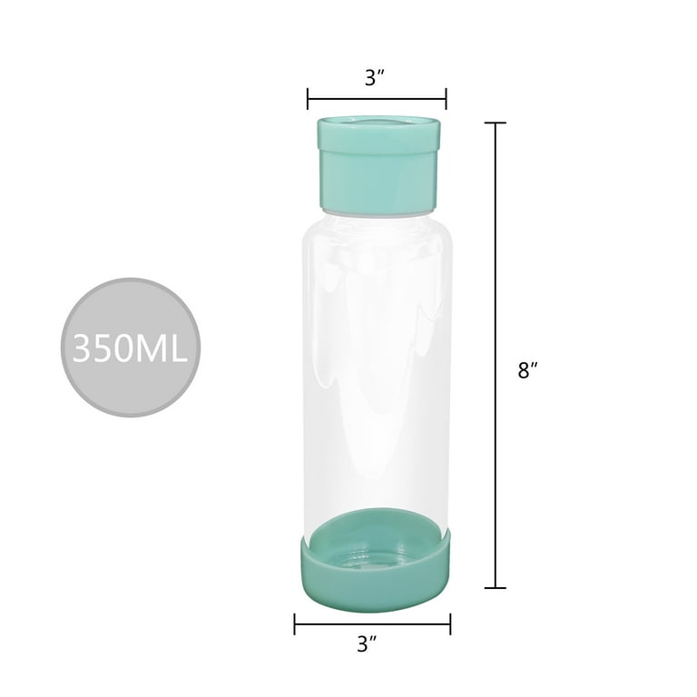 Clear Water Bottle 12oz / 350ml Wide Mouth Glass Bottles with Strap, Lids  for Juicing, Smoothies, Infused Water, Beverage Storage, Pink