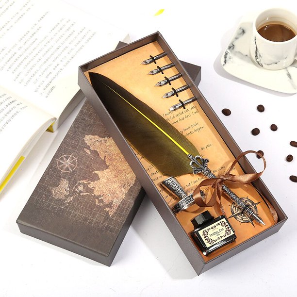 Pluma estilográfica Retro, juegos de bolígrafos de tinta de escritura de caligrafía Vintage, papelería creativa, bolígrafos de Quill, suministros de oficina escolar, nuevo