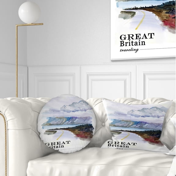 Designart England Cold Landscape - Cityscape Painting Throw Pillow - 12x20