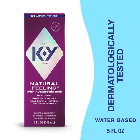K-Y Natural Feeling Water-Based Lube with Hyaluronic Acid, Personal Moisturizing Lubricant, 5 fl oz