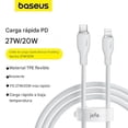 thumbnail image 5 of Cable Baseus USB-A a USB Tipo-C, 1m,TPE, 100 W, carga rápida, negro, 5 of 5