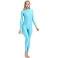 thumbnail image 5 of Adult High Neck Zip Unitard Full Body Leotard Bodycon Jumpsuit for Women, 5 of 15