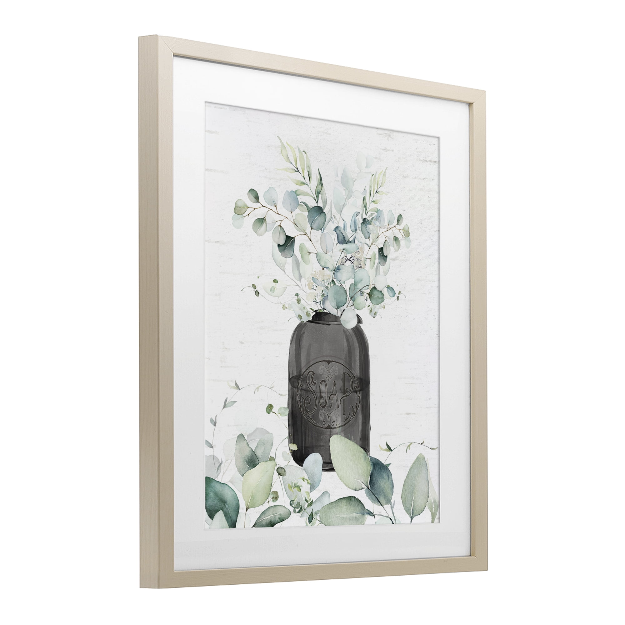 Soap Jar & Eucalyptus Birch Framed Print Under Glass, design by Lettered and Lined