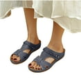thumbnail image 4 of LOVZFMLL Wedge Sandals For Women Dressy Casual Comfortable Walking Summer Slides Slip On Open Toe for Outdoor Beach Wear Blue 5.5, 4 of 8