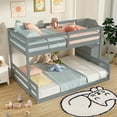 thumbnail image 2 of Kadyn Solid Wood Twin Over Full Low Sturdy Bed Bunk Frame with Storage Stairs, Bedroom Platform Bed Frame, Gray, 2 of 8