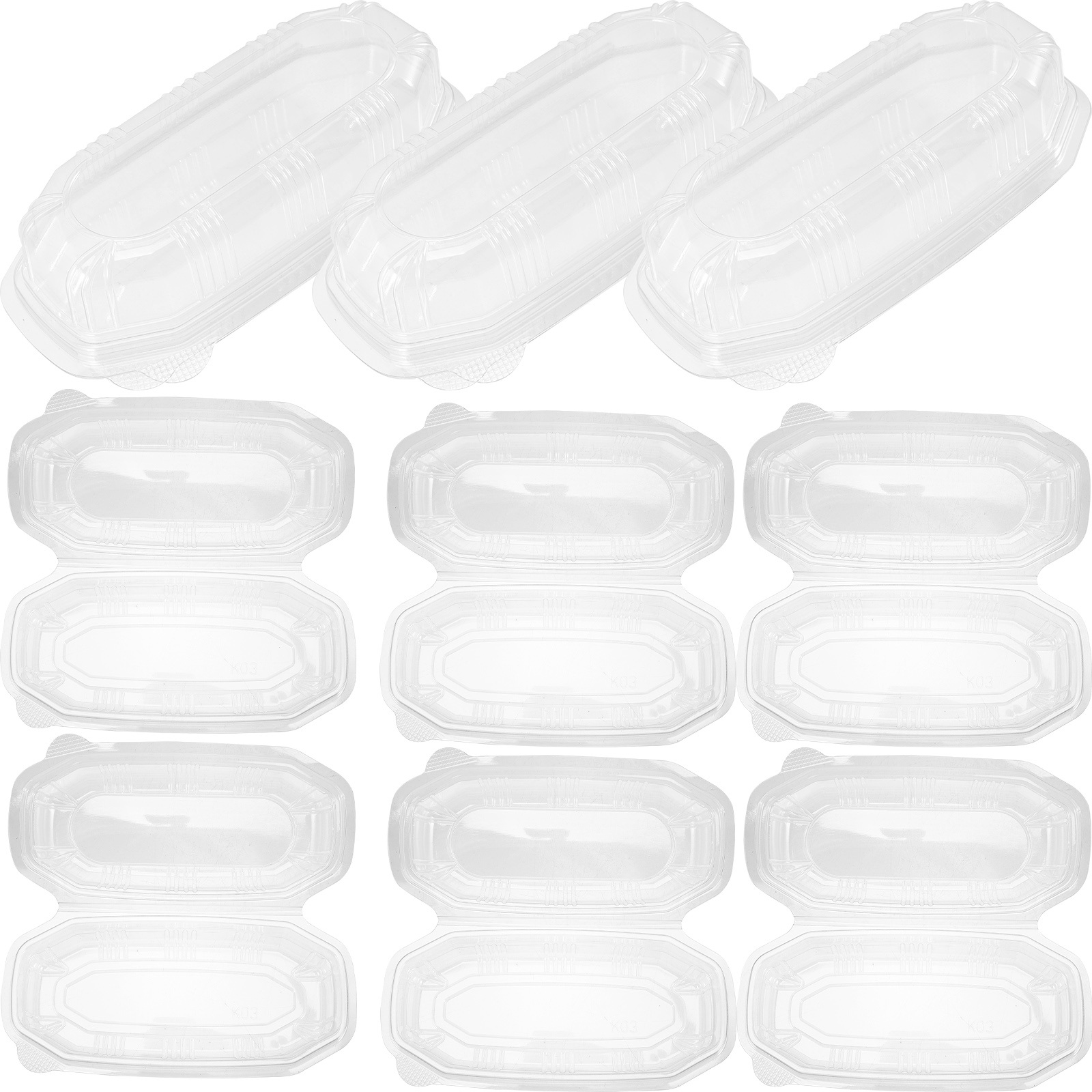 100pcs Disposable Plastic Hinged Loaf Containers Bread or Sandwich