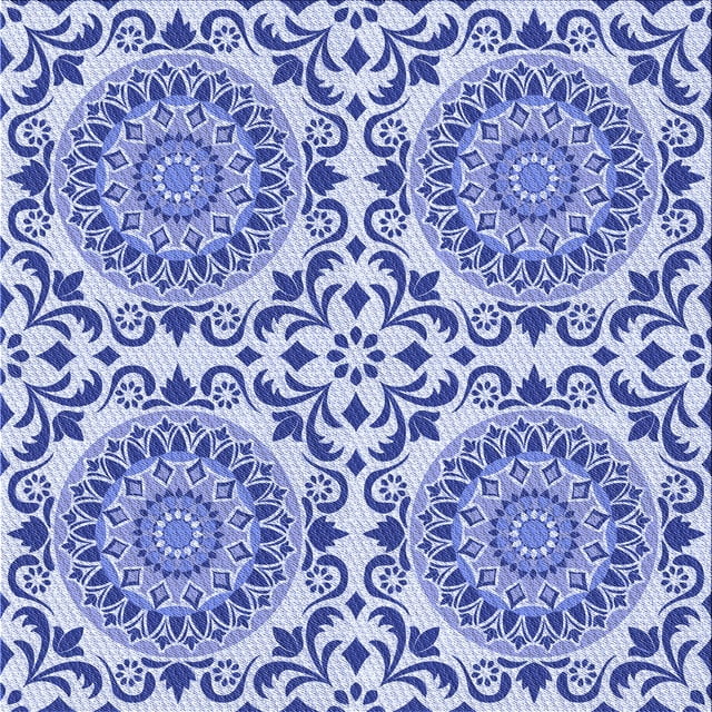 Ahgly Company Tapis d'Intérieur Lavables en Machine Bleu Océan Transitionnel, 8' Carré