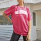 thumbnail image 3 of Gibobby Playera de Manga Corta con Cuello Redondo Camiseta holgada manga corta con cuello redondo y estampado labios a la y americana para mujer Top primavera y vera(Rosa caliente,XL), 3 of 4