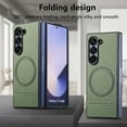 thumbnail image 6 of for Samsung Galaxy Z Fold 7 Case, PU Leather + PC Frame + Fabric, Ultra Slim Lightweight Protective Phone Cover, MagSafe Compatible, Supports Magnetic Car Mount, Drop Protective, Green, 6 of 11