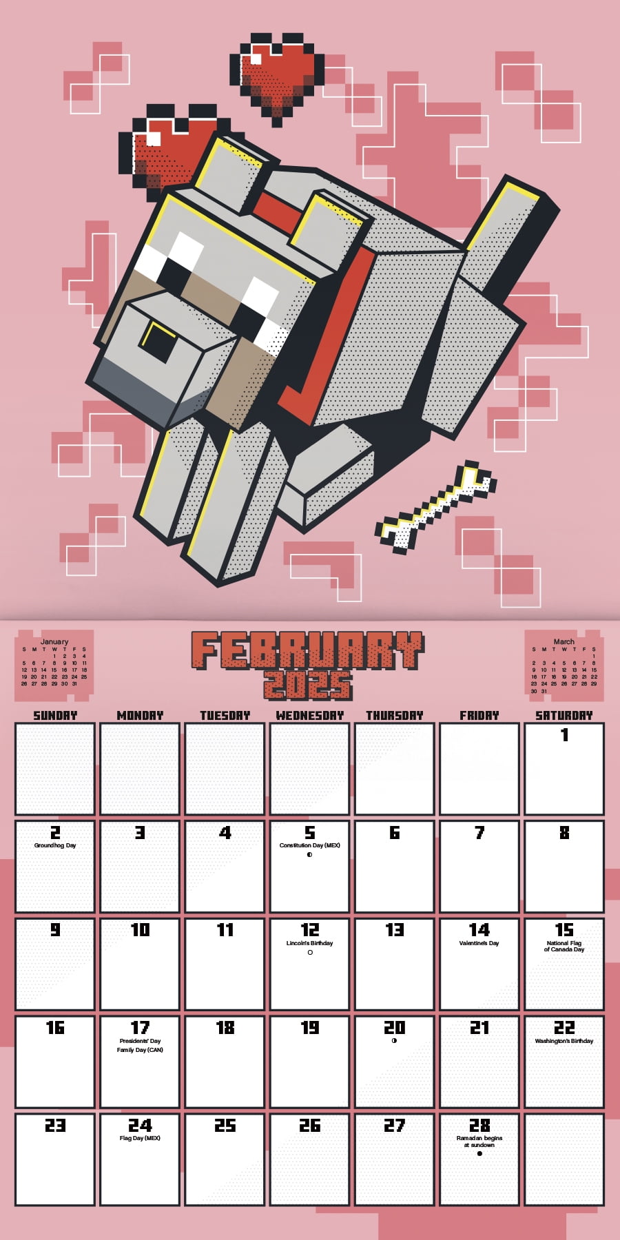 2025 Minecraft Wall Calendar