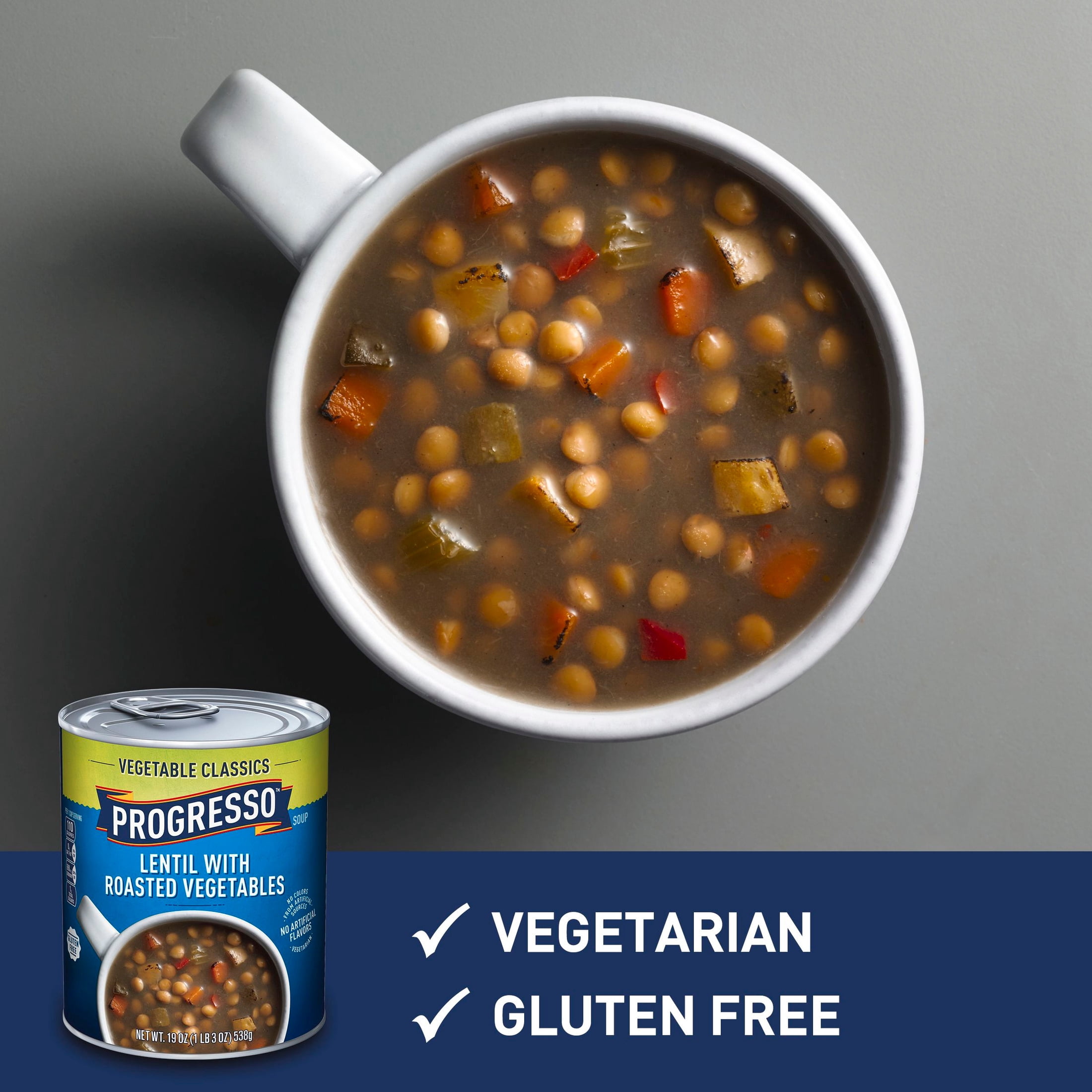 (4 pack) Progresso Vegetable Classics, Lentil With Roasted Vegetables Canned Soup, Gluten Free, 19 oz.