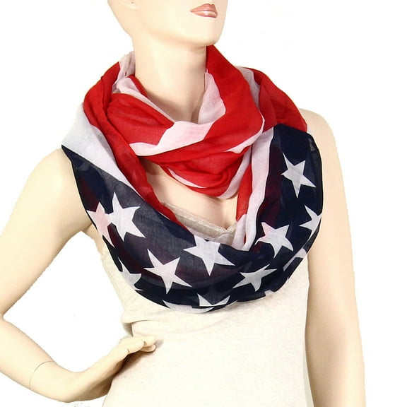 USA American Flag Infinity Scarf Lightweight Navy Red White